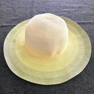 Ombre Stripe Wide Brim Sun Hat Green‎ Cream Women’s 22.5” circumference